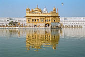 Amritsar - the Golden Temple - the Hari Mandir at the center of the the Pool of Nectar 